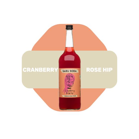 Fles | 1 liter Cranberry Rose Hip | natuurlijke limonadesiroop